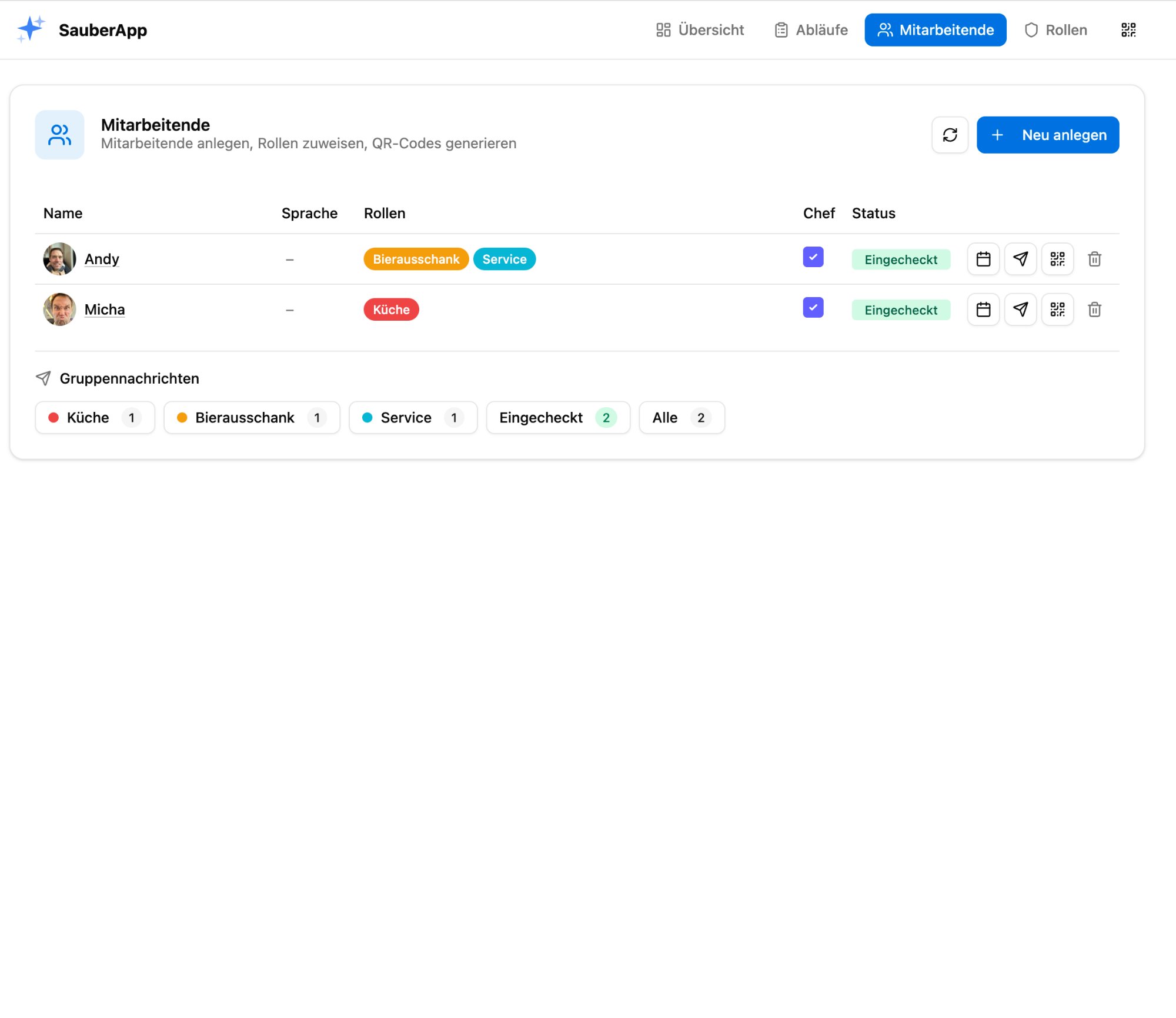 Mitarbeiter verwalten